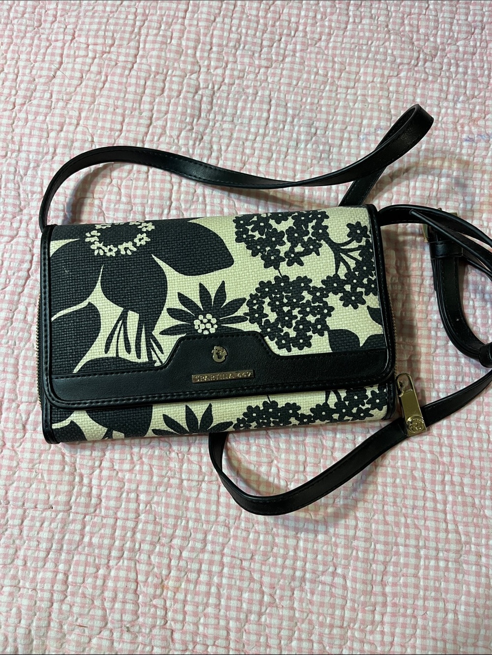Spartina 449 Black & Cream Floral Crossbody